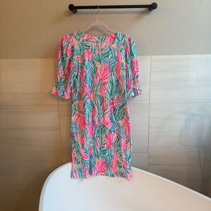Lilly Pulitzer Pink and Green Leaf Mini Dress